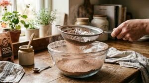 Homemade Hot Chocolate Powder (Better Than Store-Bought) 10 Sifting cocoa powder, powdered milk, and sugar together in a bowl for homemade hot chocolate powder