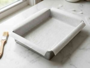 soccer brownies parchment lined baking pan prep 1